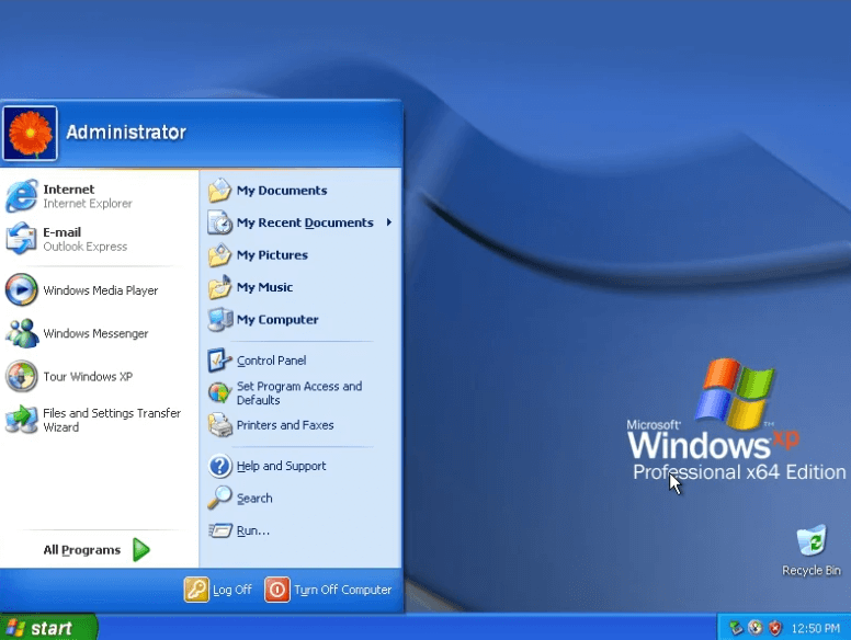 Giao diện hệ điều hành Windows xp