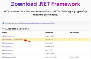 Microsoft .NET Framework 4.8.1 / 4.7.2 / 3.5